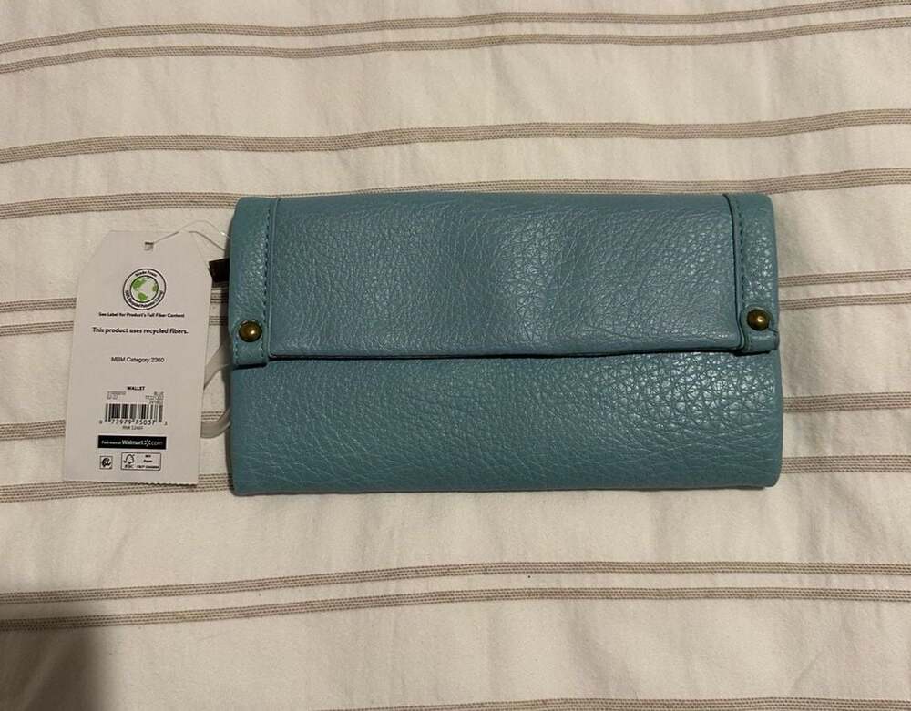 Time and Tru Blue Flap Front Soft Wallet